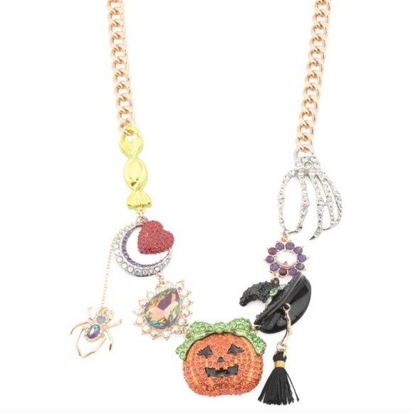 🎃🔹️Betsey Johnson🔹️multi Halloween Charm Chain Link 16" Necklace 2025 Release - Picture 3 of 6